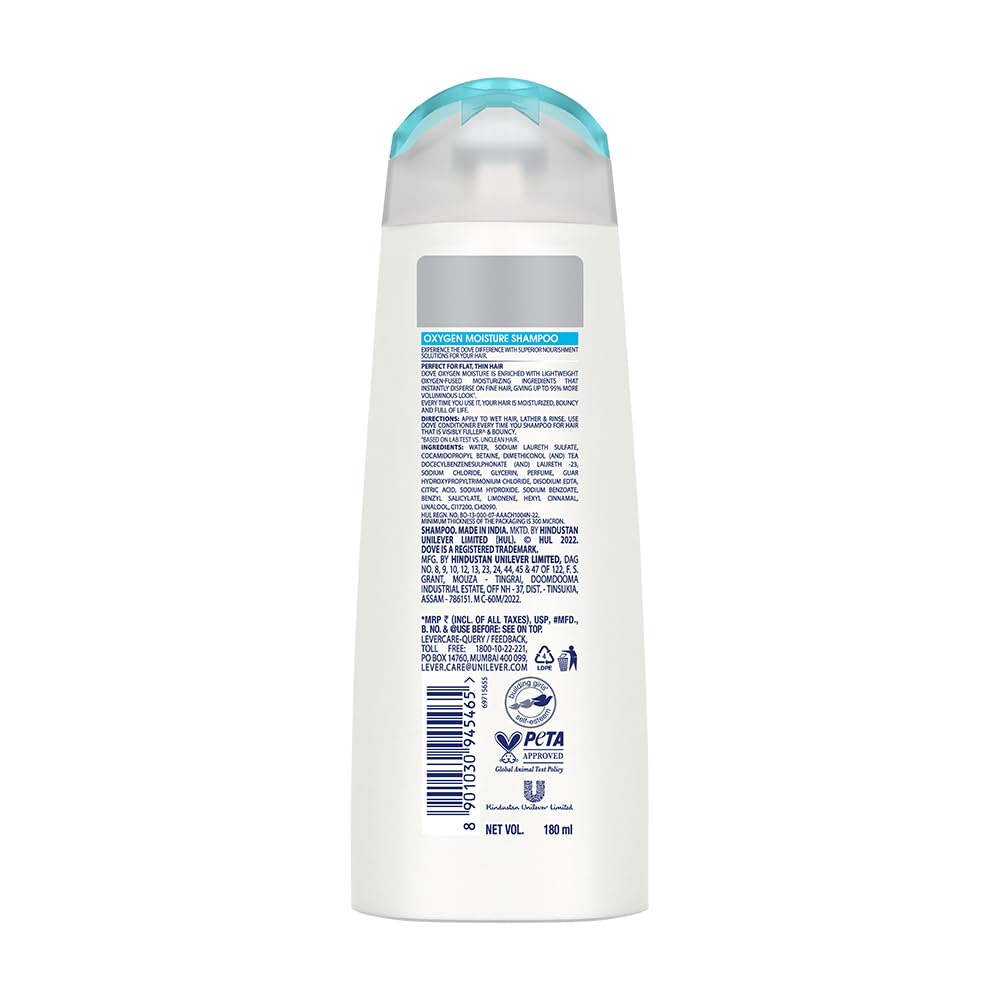 Dove Oxygen Moisture Shampoo, 180 Ml view 2