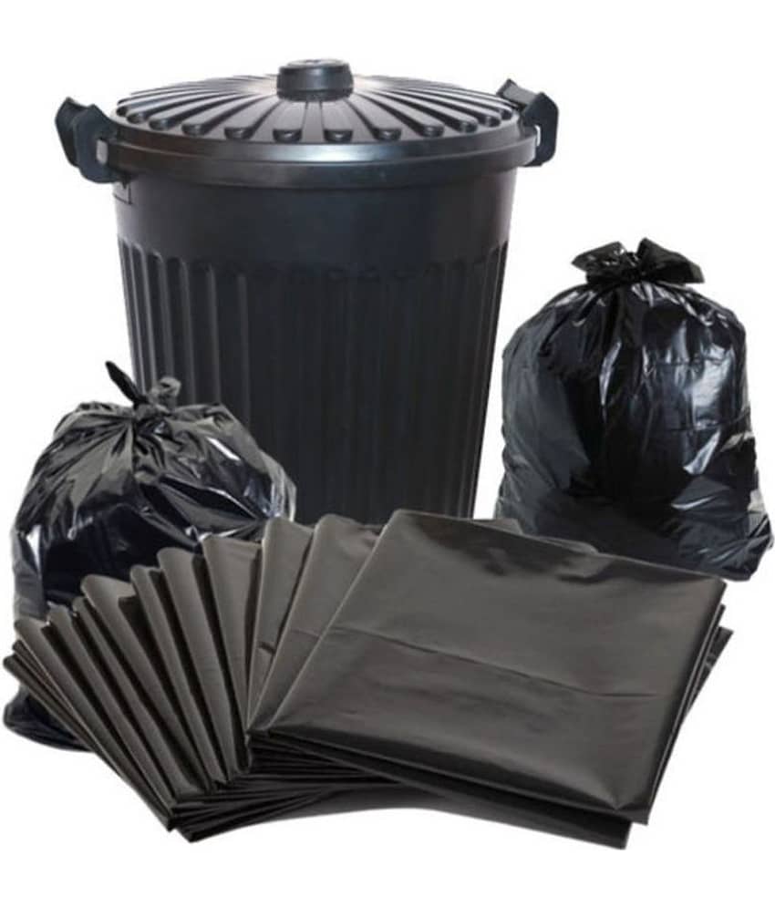 C-I Large 84 pcs - 25X30 Black Disposable Garbage Trash Waste Dustbin Bags of 63cm x 76cm | Pack of 6 X 14 pcs= total 84 pcs view 2