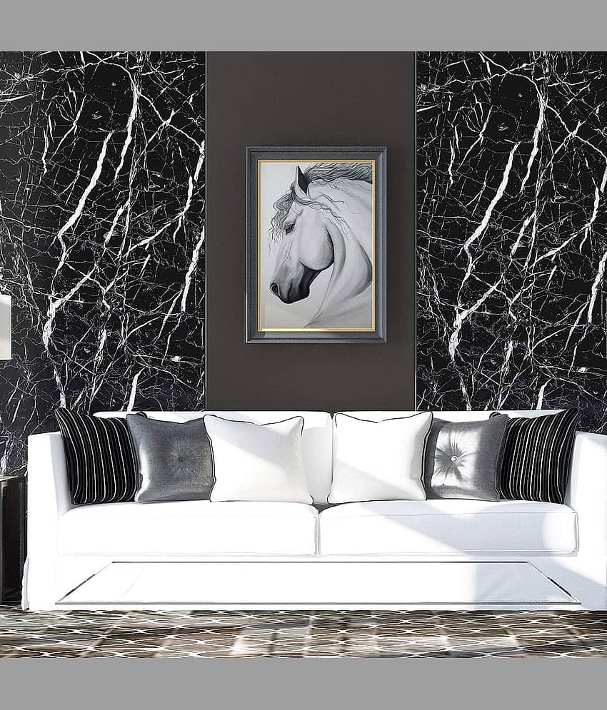 Self-Adhesive PVC 3D Wall Sticker Oil Proof and Waterproof, Kitchen Backsplash Black Stickers Wallpaper for Hotel, Living Room, Bedroom & Café Walls (60cm x 200cm, Pack of 2) Visit the VKR Store view 2