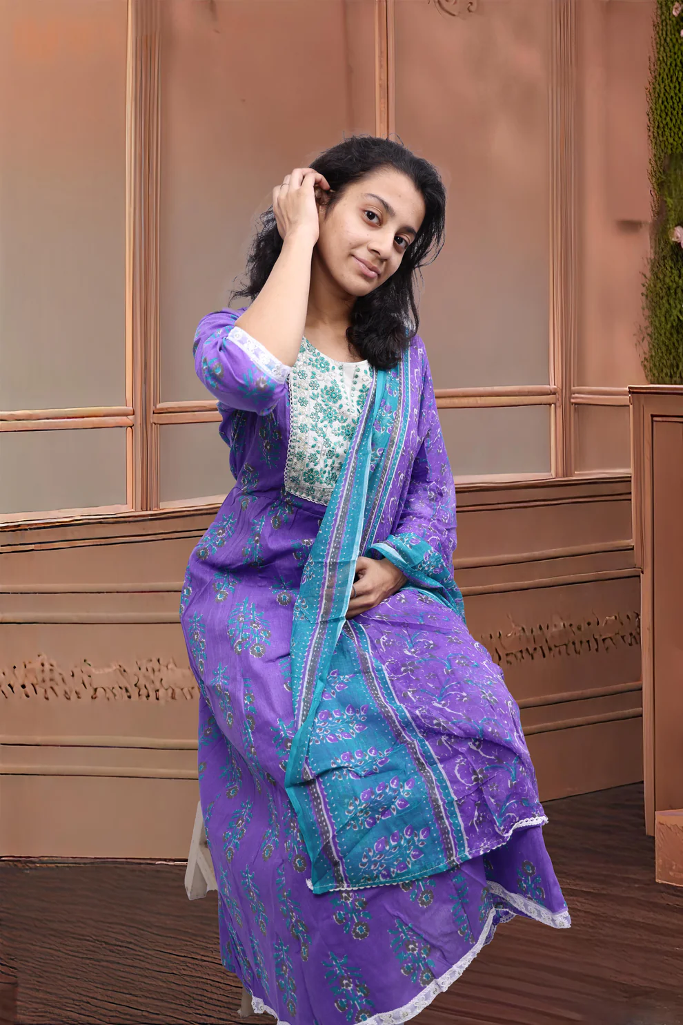 PickCell Minaxi Gherawala Embrodiary Cotton Kurti with Payjama And Dupatta view 2