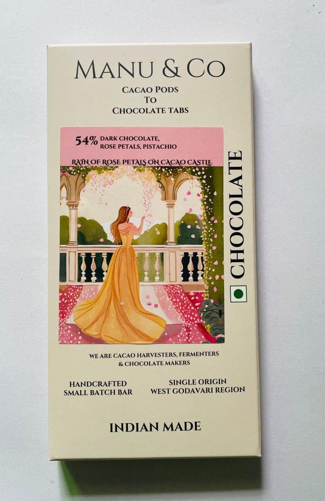 54% Dark Chocolate With Rose Petals & Pistachio view 2