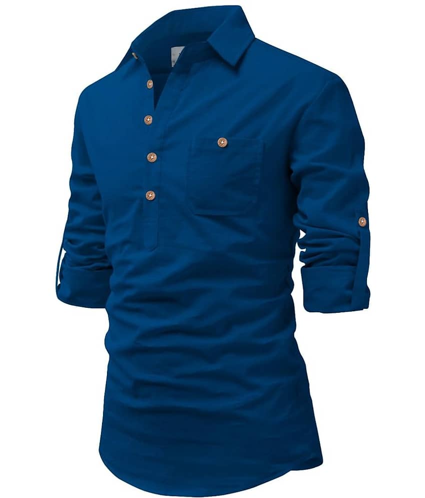 UNI VIBE Black Cotton Blend Men's Shirt Style Kurta ( Pack of 2 ) view 2