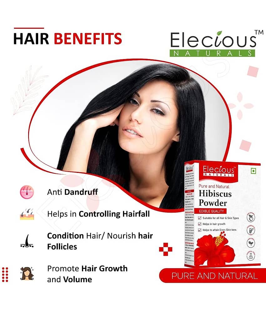 Elecious Hibiscus powder for hair growth, face and skin (200 Grams) | Suitable for Hair, Skin view 2