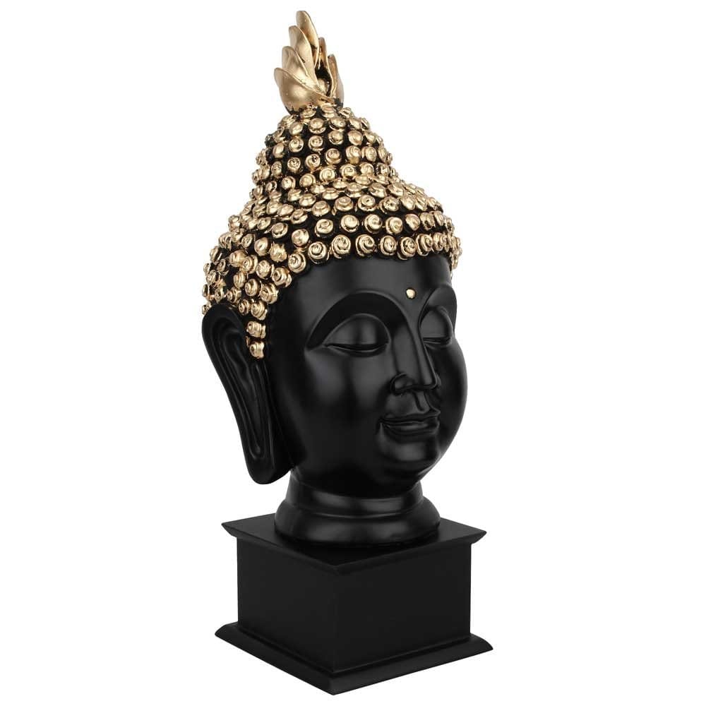 Craftlayout Resin Buddha Head Statue Black view 2