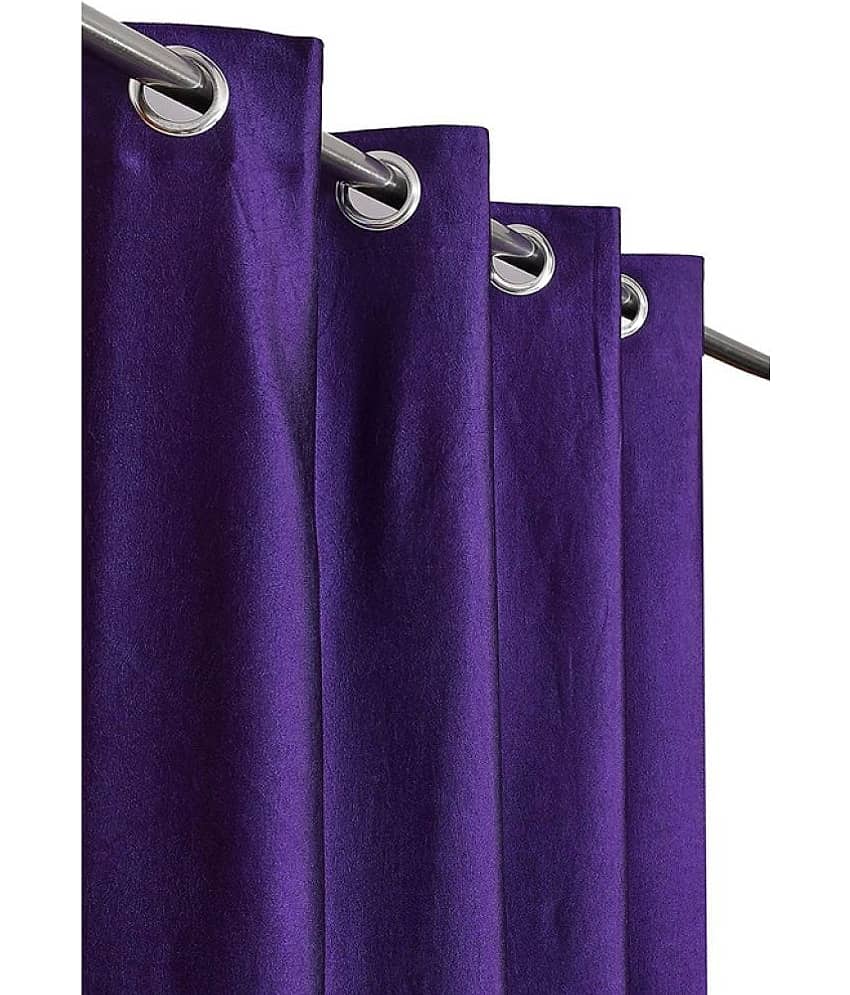 Kraftiq Homes Solid Semi-Transparent Eyelet Curtain 7 ft ( Pack of 2 ) - Purple view 2