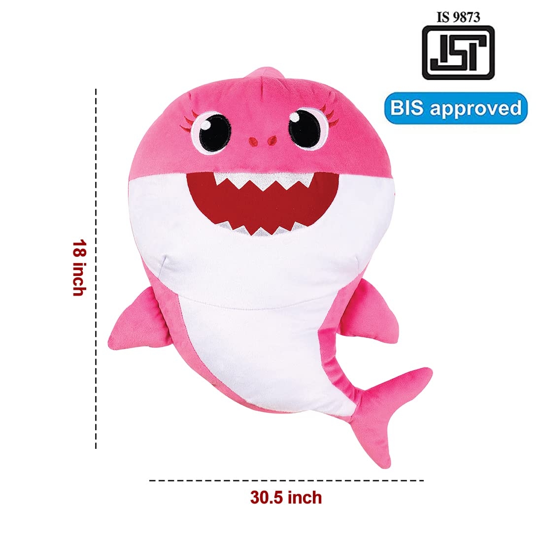 Baby Shark Plush Cuddle and Sing with Plush Toy For Kids 1 Years and Above (Pink) view 2