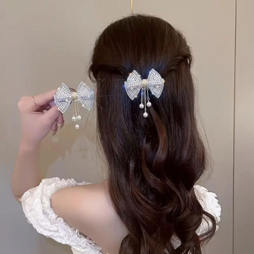 Luxury Rhinestone Bow Hair Claw Clip view 2