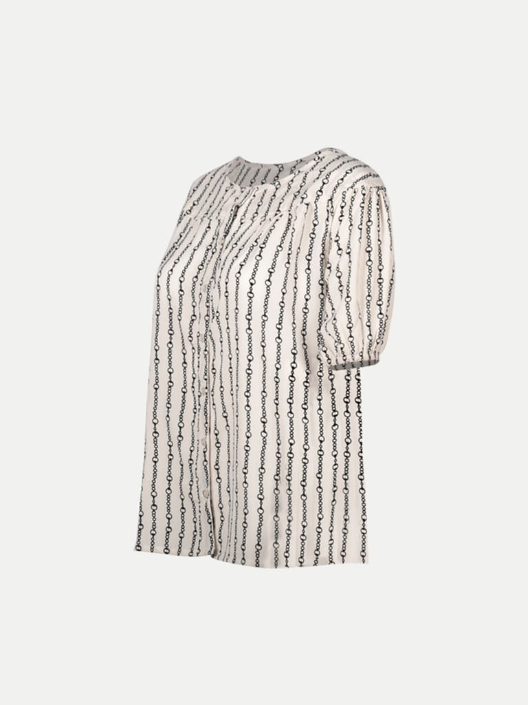 Women White Stripe Printed Tops view 2