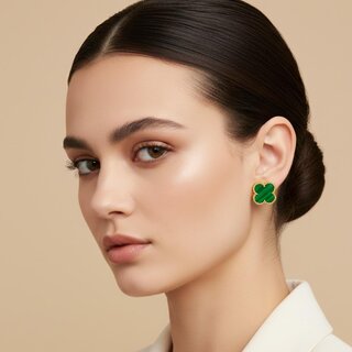 Clover Stud Earring (Green) view 2