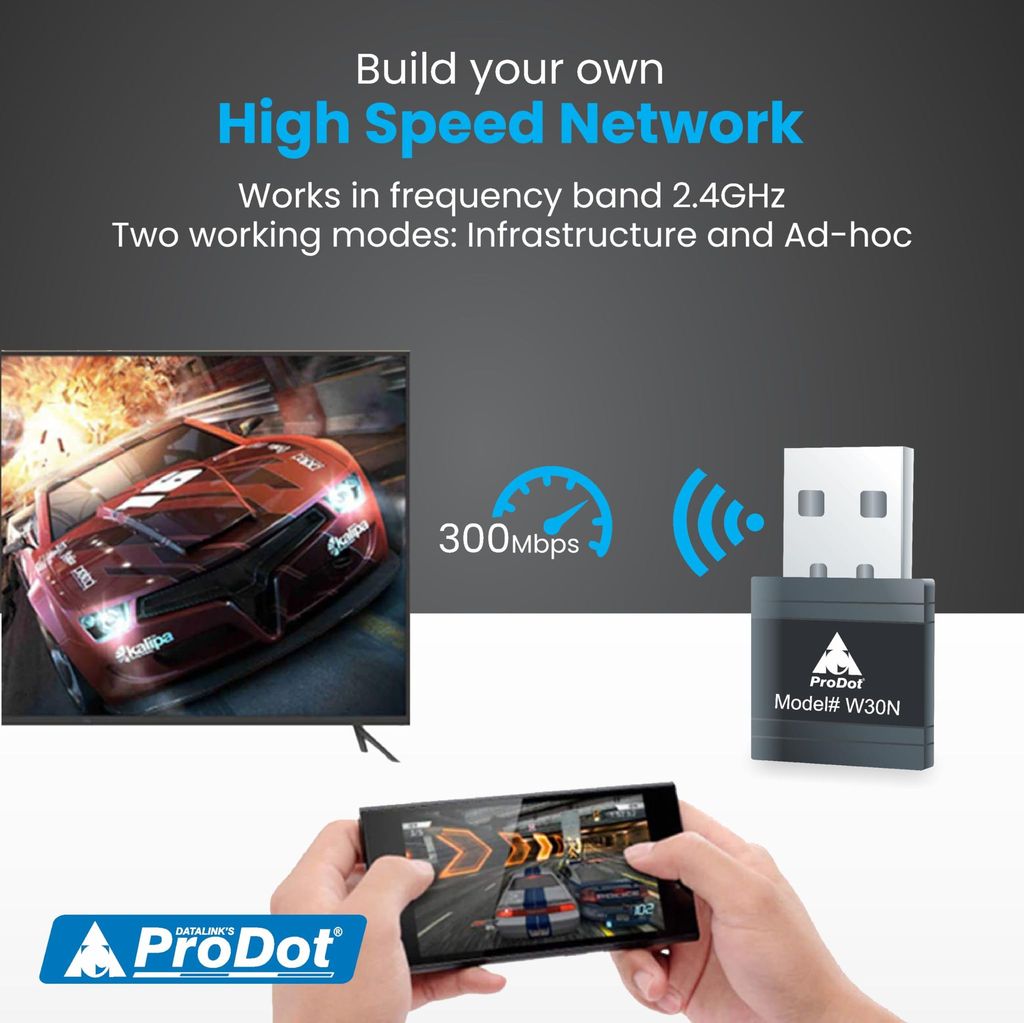 ProDot USB WiFi Adapter, 300Mbps 2.4GHz PC WiFi Adapter Nano Size WiFi Dongle, Driver Free Wireless Network Adapter for Desktop, PC, Laptop, Supports Windows and MacOs, Pack of 02 view 2