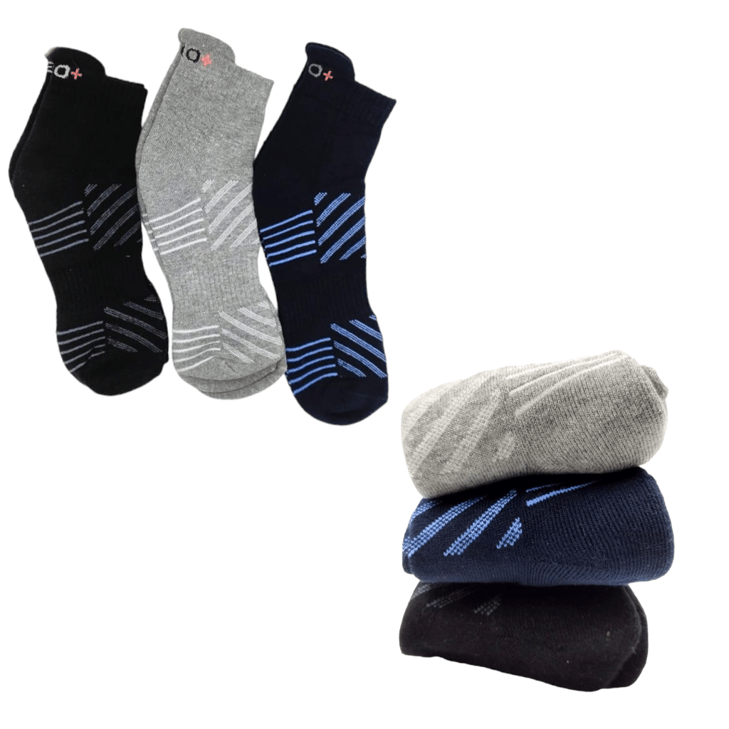 LEO CUSHIONED ANKLE SOCKS FOR MEN AND WOMEN (UNISEX) made with Durable, Breathable Cotton, Ideal for Casual Wear, Running, Sports- PACK OF 3, FREE SIZE. view 2