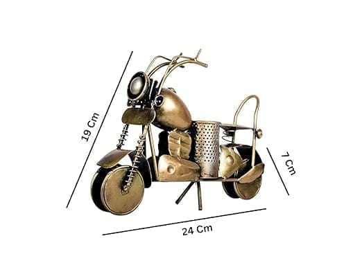 Kusum Art Presents Handmade Metal Bullet Bike/Table Decor/Office Decor Antique Brass Finish (L: 13cm, W: 5 cm H 17 cm.) view 2