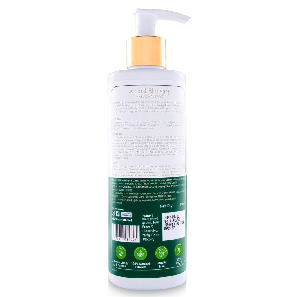 VI-JOHN PRAKRITIK Amla & Bhringraj Shampoo For Strengthening, Made With 100% Natural Bio Actives (250 ml) view 2