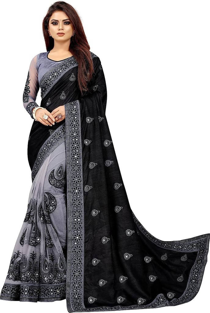 Zysia Stunning Embroidered silk Sareefor Women with Exquisite Saree Blouse - Perfect Indian Saree for Women