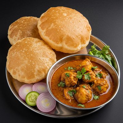 Poori + Chicken Curry
