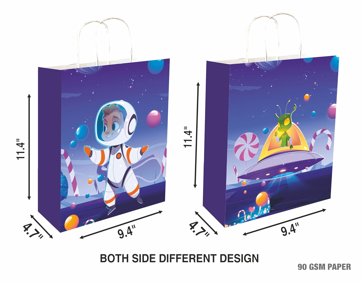 90 GSM Galaxy Theme Printed Paper Gift Bags, Ideal for Birthday Return Gifts, Kids Gifting, & Gifting on Special Occasions (Size: 11.4 x 9.4 x 4.7 inch) - 50 view 2