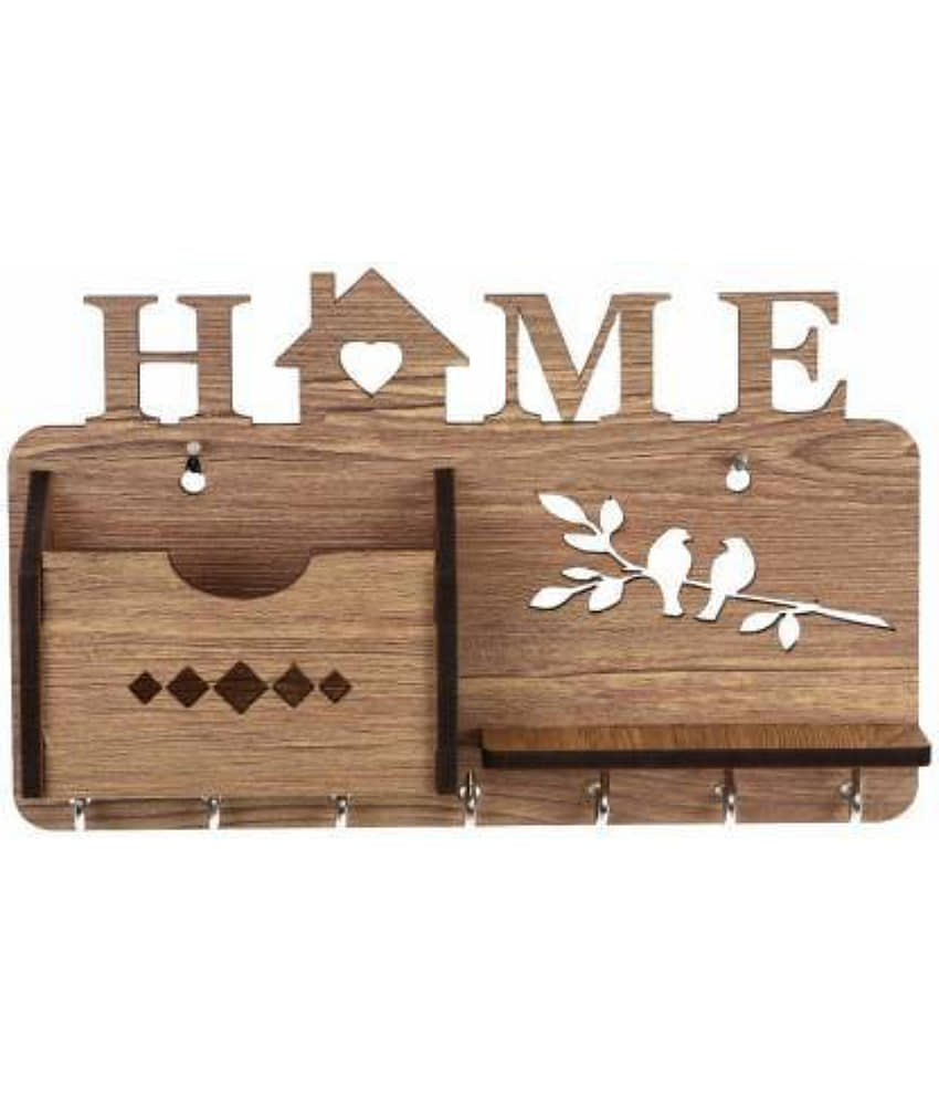 Arpita Crafts Beige Wood Key Holder - Pack of 1 view 2