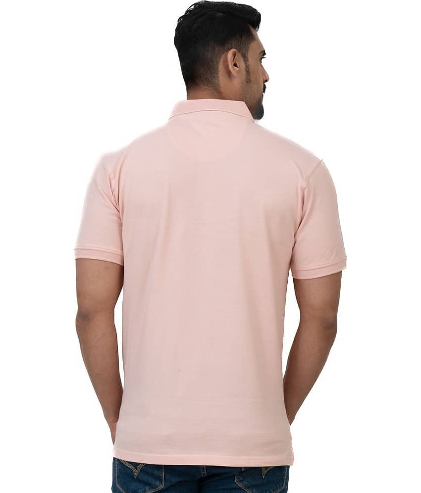 Cotstyle Pack of 1 Cotton Blend Regular Fit Solid Half Sleeves Men's Polo T Shirt ( Pink ) view 2