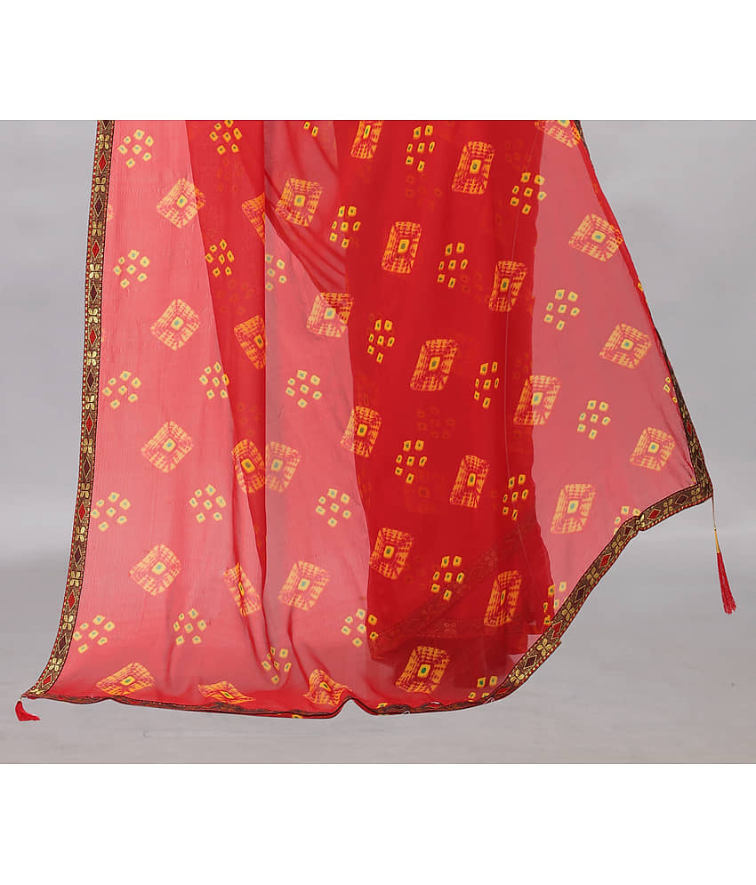 Rhey Chiffon Printed Saree With Unstitched Blouse Piece ( Green ) view 2