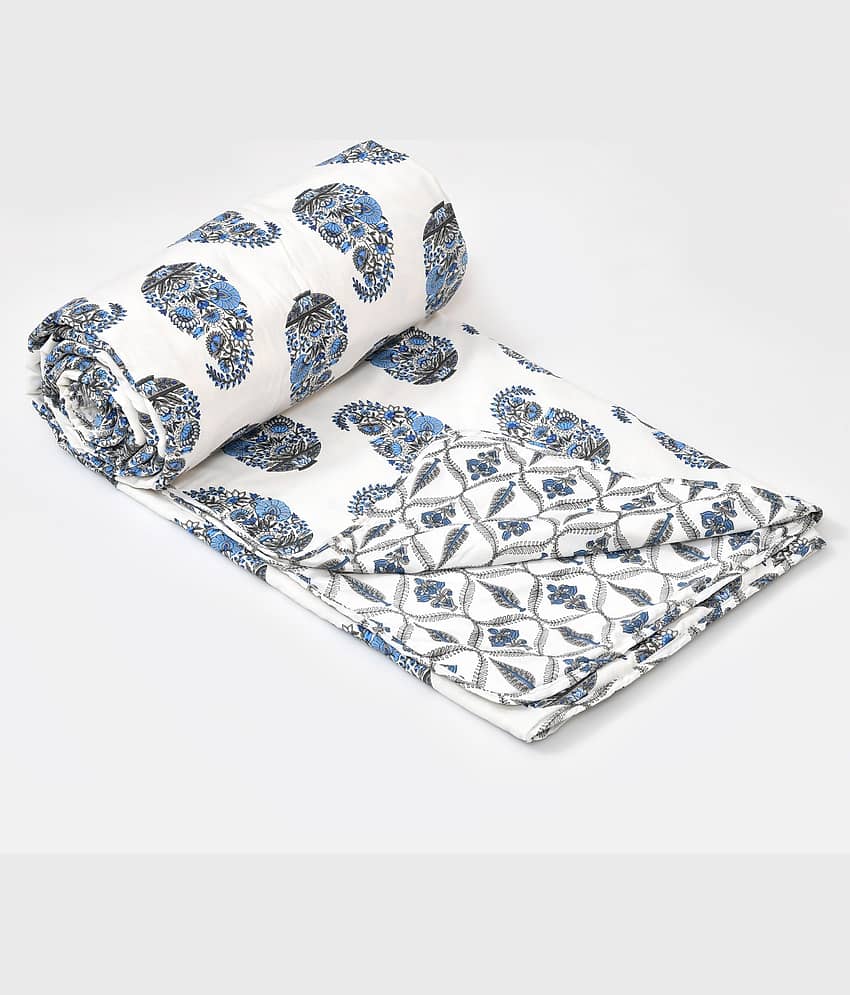Shubastik Cotton Printed Single Bed Dohar - Blue ( )