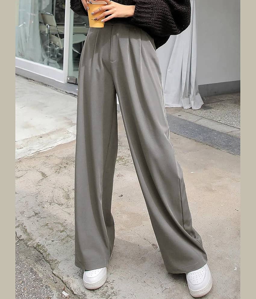 kotty Women Lycra Casual Trousers ( Grey ) view 2