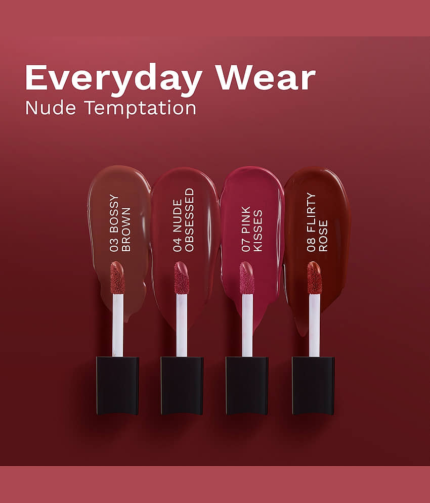 Pilgrim Nude Temptation Mini Liquid Matte Pack of 4 - Smudgeproof, Hydrating & Lightweight view 2
