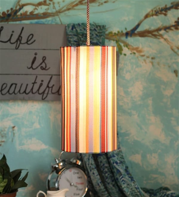 Colorful Stripes Cylindrical Hanging Shade view 2