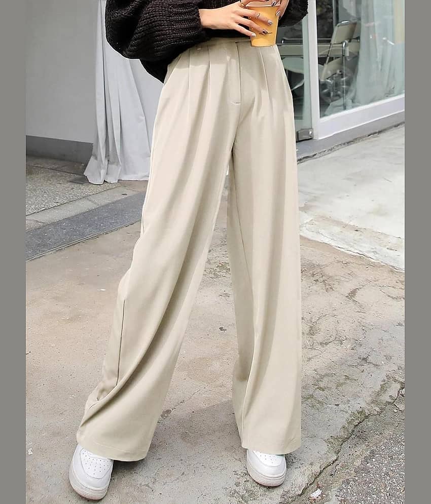 kotty Women Lycra Korean Trousers ( Beige ) view 2
