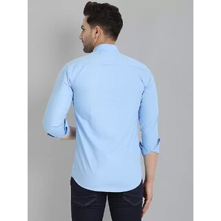 (Pack of 1) Baleshwar Mens Casual Shirt Slim Fit, Blue, Comfortable Cotton Blend view 2