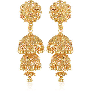 Vivastri Beautiful Gold Plated Jhumki Earring for Women and Girls [VIVA2716ERG] view 2
