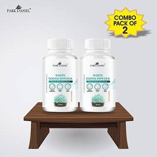 PARK DANIEL Natural Teeth Whitening White Tooth Powder - Enamel Safe Teeth Whitener- Premium Instant Whitening White Teeth Powder without any side effect- Best Suitable for removal of Yellow Teeth, Gutkha Stain & Tobacco Stain Combo pack of 2 Jars of 50 g view 2