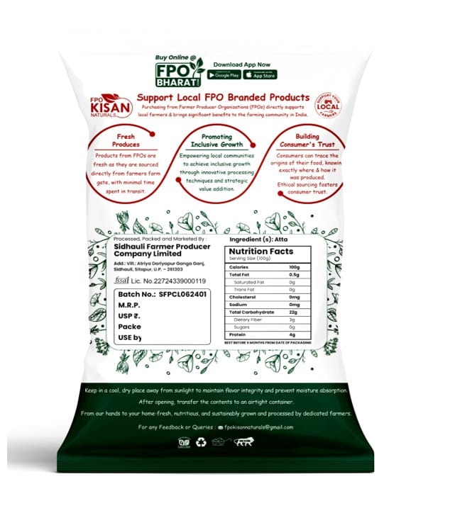 FPO Kisan Naturals 100% Whole Wheat High Fiber Chakki Fresh Atta view 2