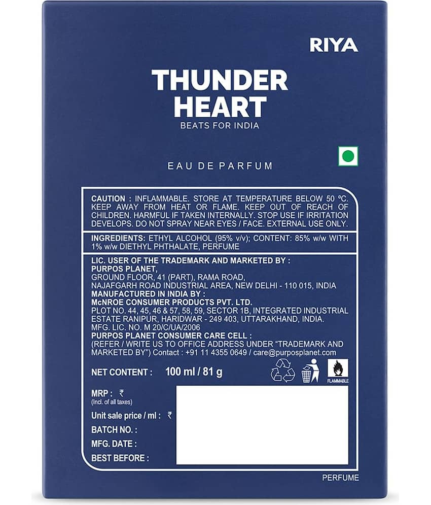Riya Thunder Heart Green Perfume, For Men, (Pack of 1), 100 ml view 2