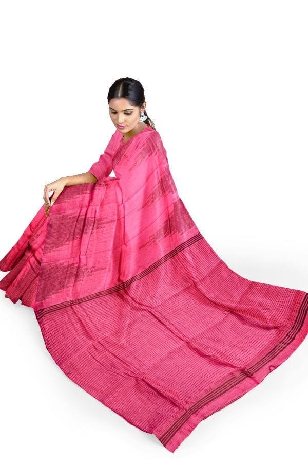 Pink Cotton Silk Handloom Saree view 2