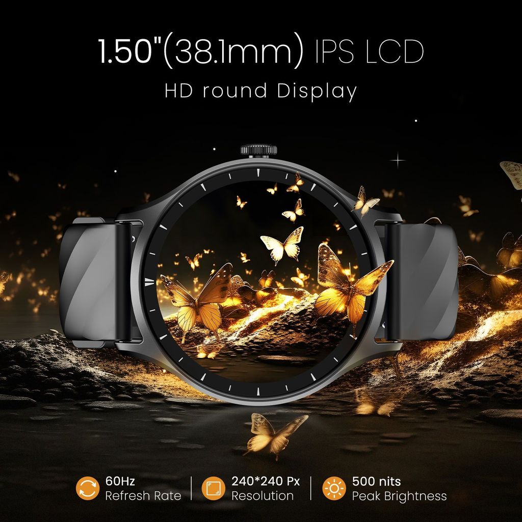CELLECOR E2 Hype 1.50" (38.1mm) HD IPS Display Smart Watch, 500 Nits, 60Hz Refresh Rate, Bluetooth Calling, AI generated Watch Faces, 100+ Sports Modes, Health Suite, Voice Assistance (Black ) view 2