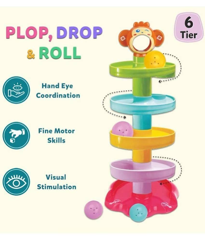 Little Berry 5 Layer Roll Ball Tower for Toddlers & Kids - Ball Drop & Roll Swirling Tower for Baby - Baby & Toddlers Learning and Education Brain Development Toy - Activity Toys for Kids, Boys, Girls - Monkey Toys - Best Gift for Children (Multicolour) view 2