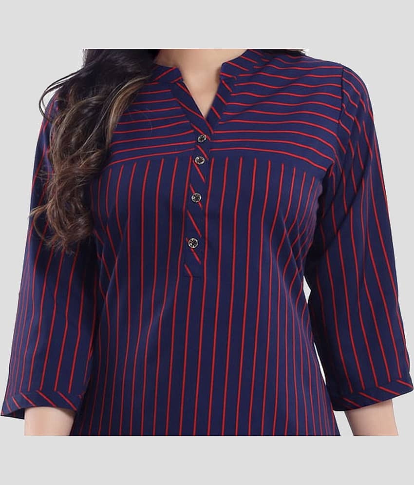 Meher Impex - Navy Blue Crepe Women's A-Line Top ( Pack of 1 ) view 2