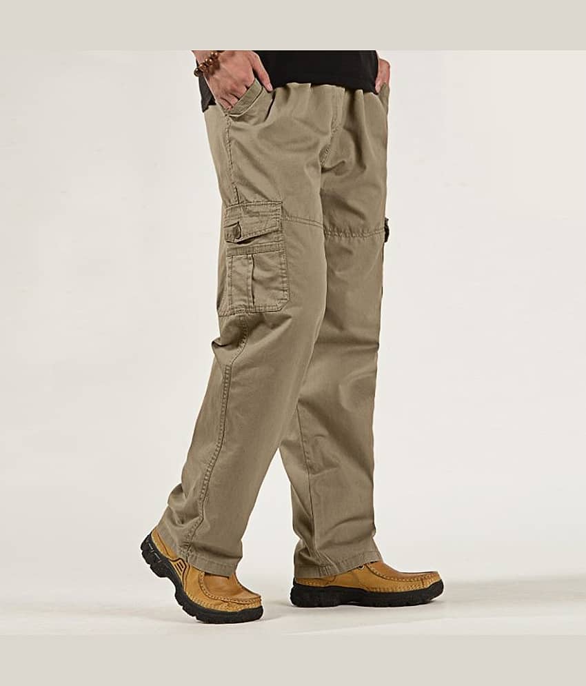 Reoutlook Regular Flat Men's Cargos - Gold ( Pack of 1 ) view 2