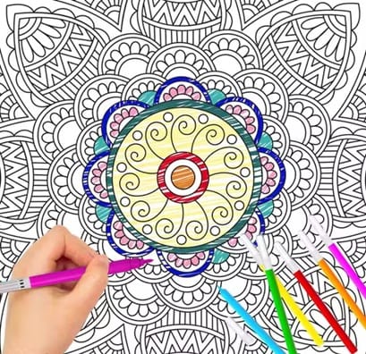 Mandala Adult Coloring Book Kit with 12 Sketch Pens – Stress Relief Art Therapy Workbook for Relaxation & Creativity view 2