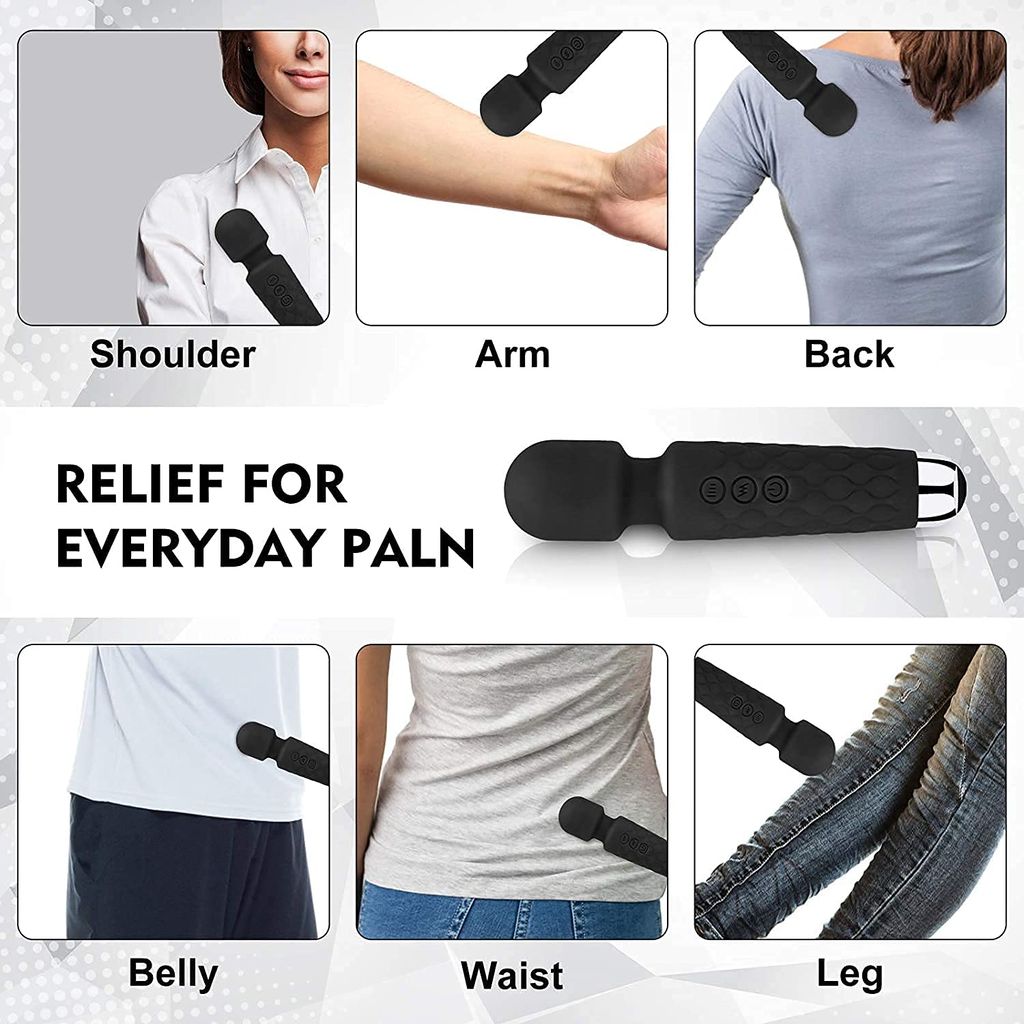 Cordless Full Body Massager for Women & Men, Rechargeable, for Pain Relief & Self Relaxation, Handheld Massager with Medical Grade Silicone, Fast Charging, 8 Speeds, 20 Modes (Multicolour) view 2