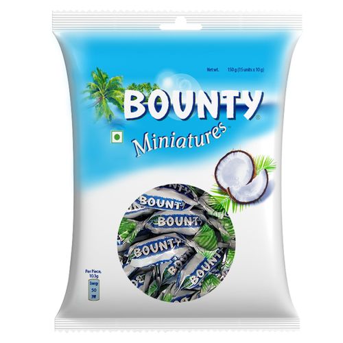 Bounty Miniatures - Coconut Chocolate Bar, 130 gm Pouch view 2