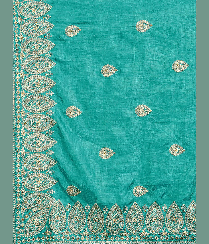 Om Shantam Sarees Silk Blend Embroidered Saree With Unstitched Blouse Piece ( Pink ) view 2