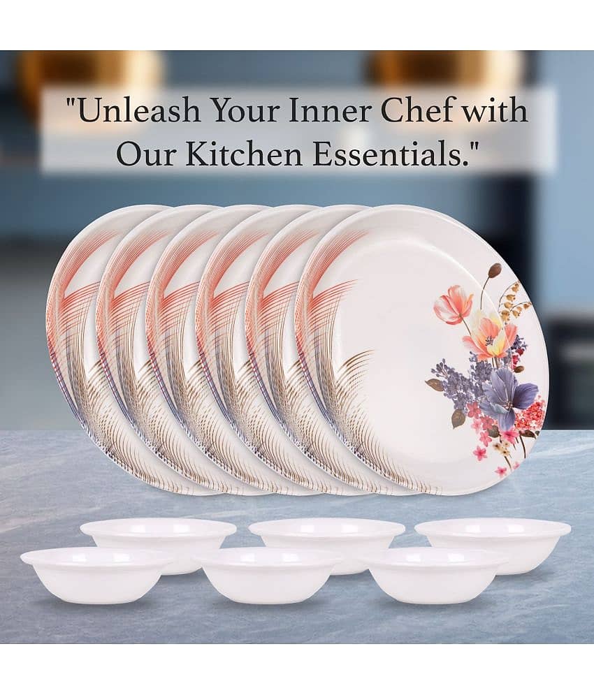 HomePro Boss 6 Full Plate & 6 Bowl Set Multicolor Melamine Dinner Set ( Pack of 12 ) view 2