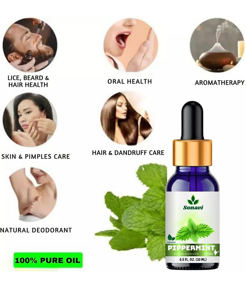 Sonavi Peppermint Stress Relief Essential Oil Green With Dropper 30 mL ( Pack of 1 ) view 2