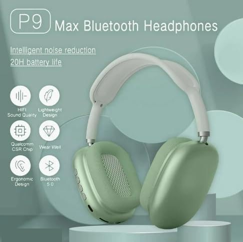 P9 Plus compatible On Ear Wireles Headphones Max Bluetooth Headset Color - Green view 2