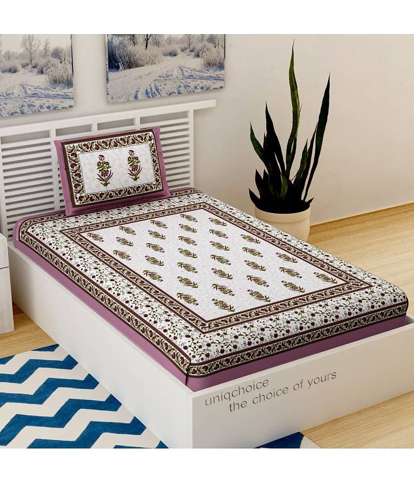 Uniqchoice Cotton Single Bedsheet ( Pink ) view 2