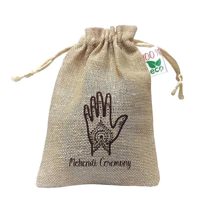 IVARIAN - Jute Potli Bag, Medendi Occasion Gifting Bag, Return Gifting Bag (10x14cm set of 50, Medendi) view 2