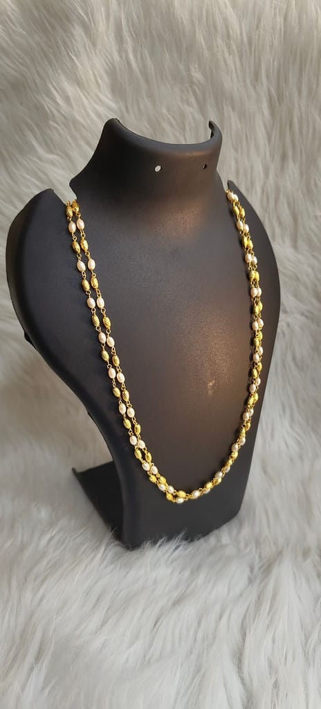 Gold Plated Pearl Beaded Chain for Women view 2