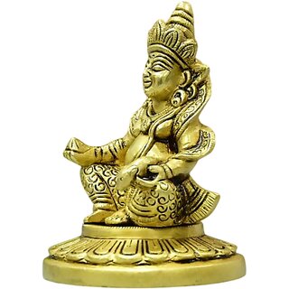 Brass Statue of Lord Kuber Bestower of Abundance and Blessings (4 Inch) view 2