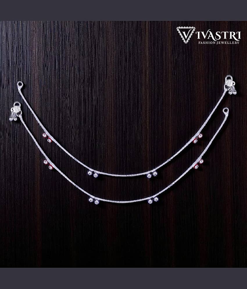 VIVASTRI Silver Anklets ( Pack of 2 )